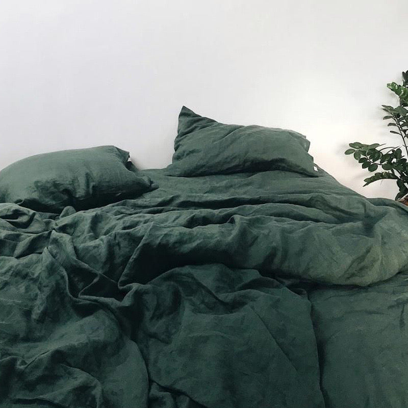 Luxe & Rest French flax linen in Forest Green